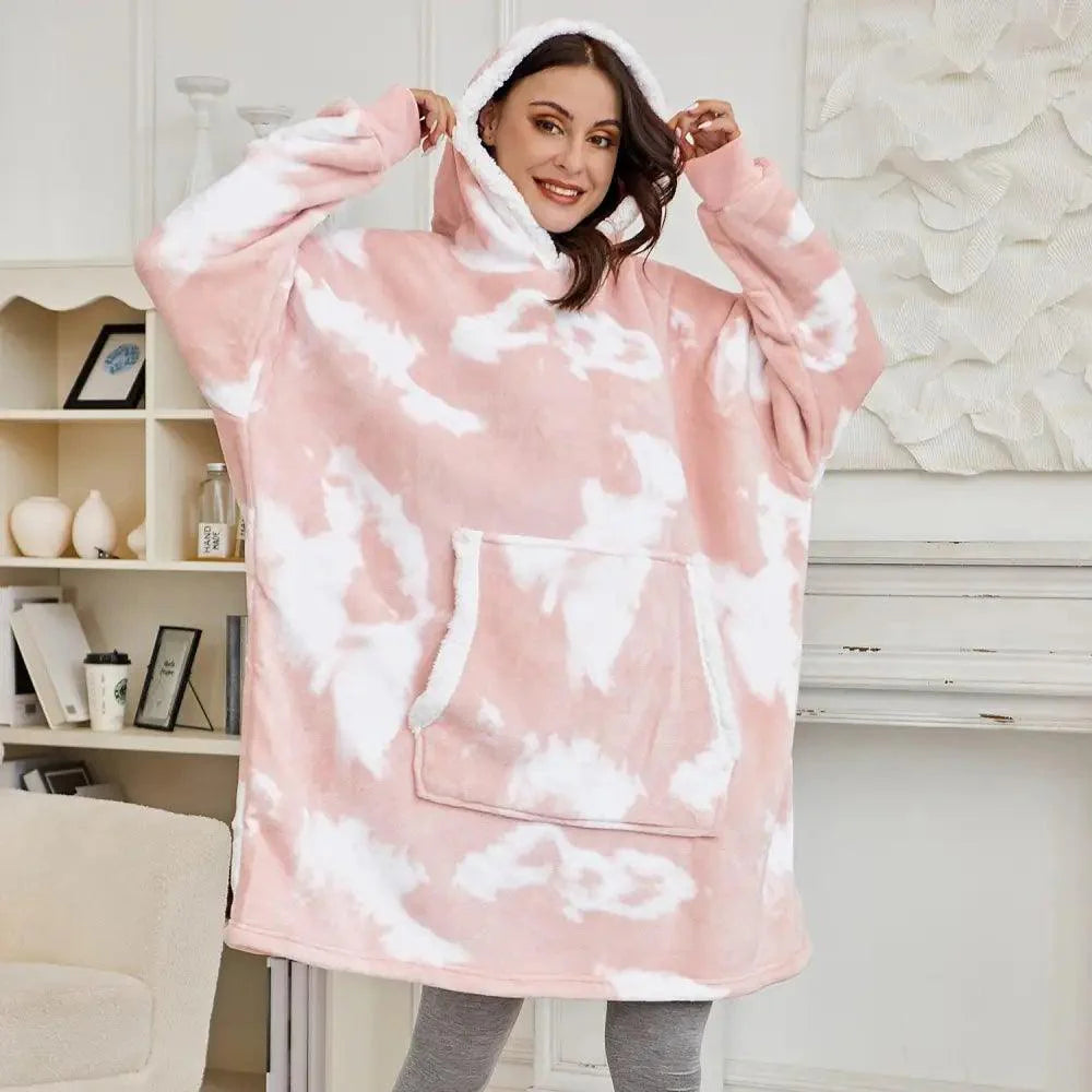 Oversized Wearable Blanket Hoodie with Sleeves for Lounging