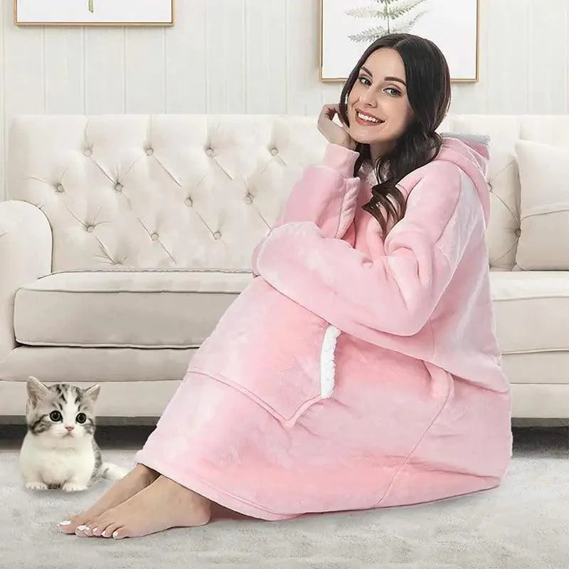 Oversized Wearable Blanket Hoodie with Sleeves for Lounging