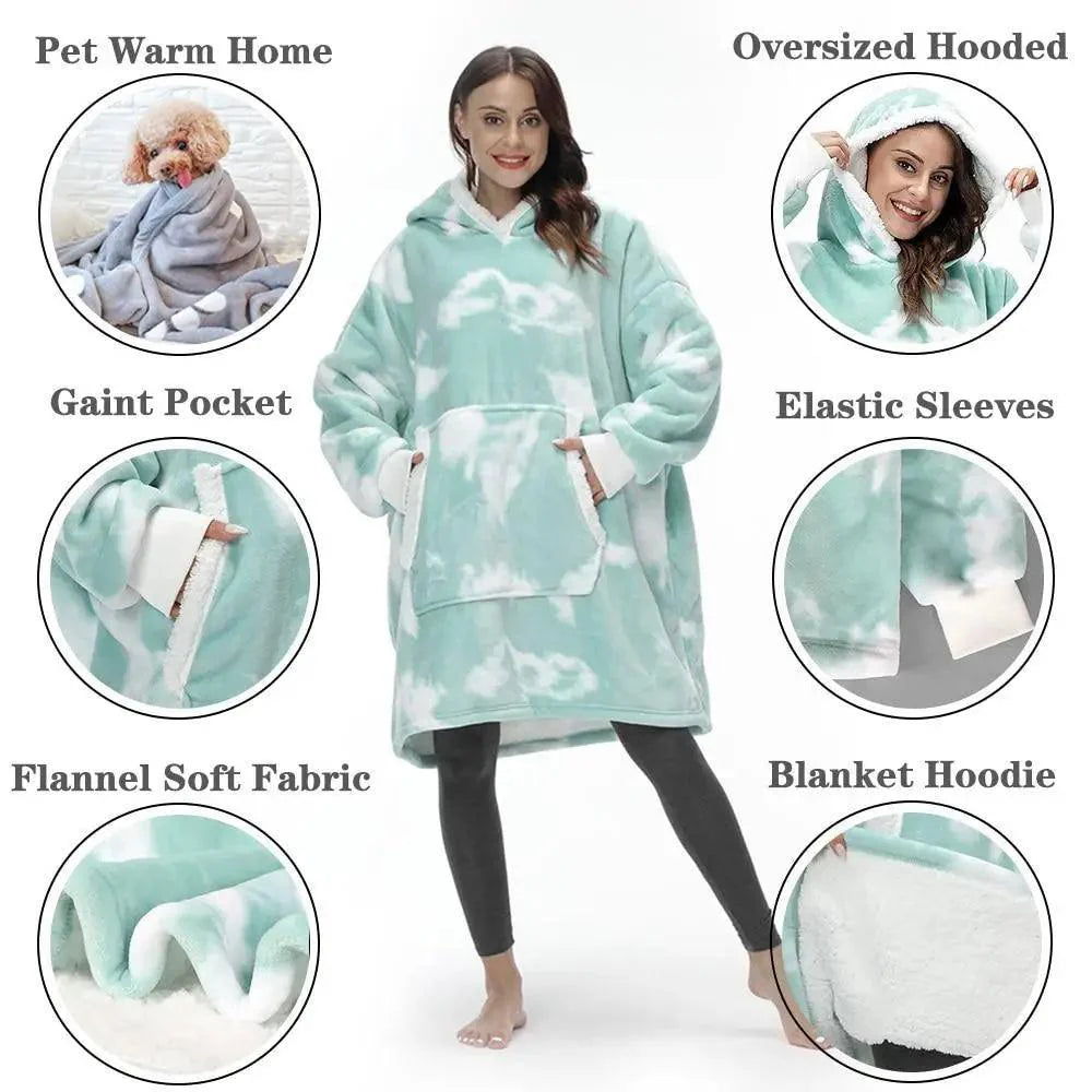 Oversized Wearable Blanket Hoodie with Sleeves for Lounging