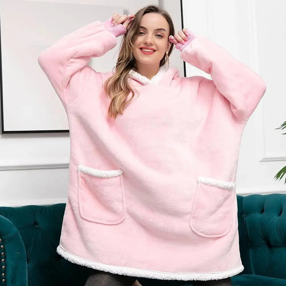 Oversized Wearable Blanket Hoodie with Sleeves for Lounging