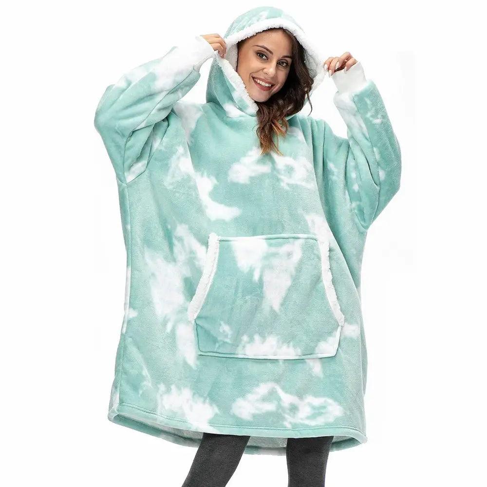 Oversized Wearable Blanket Hoodie with Sleeves for Lounging