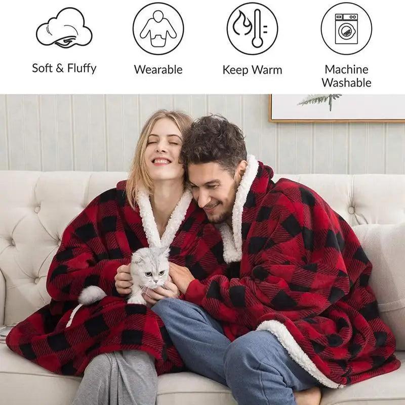 Oversized Wearable Blanket Hoodie with Sleeves for Lounging