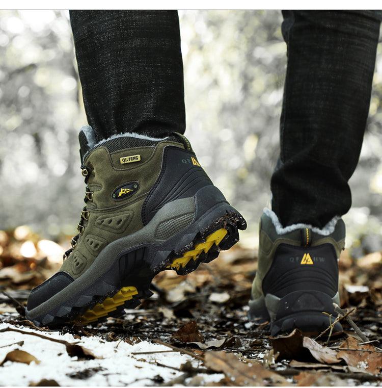 Men's Winter Plush Warm Hiking Boots Non-Slip Waterproof Ankle Shoes