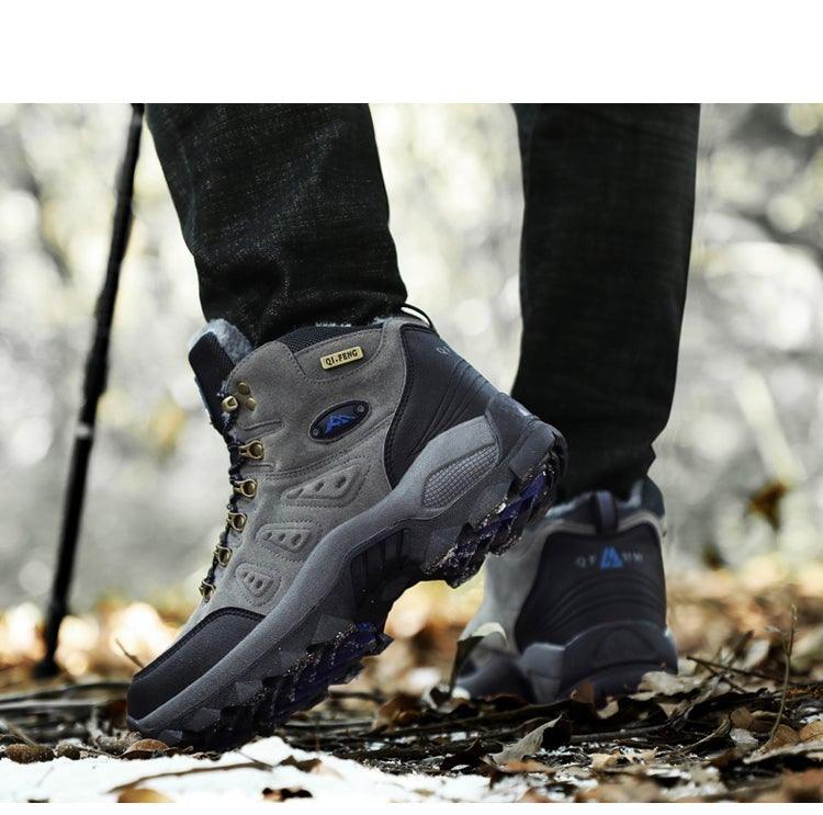 Men's Winter Plush Warm Hiking Boots Non-Slip Waterproof Ankle Shoes