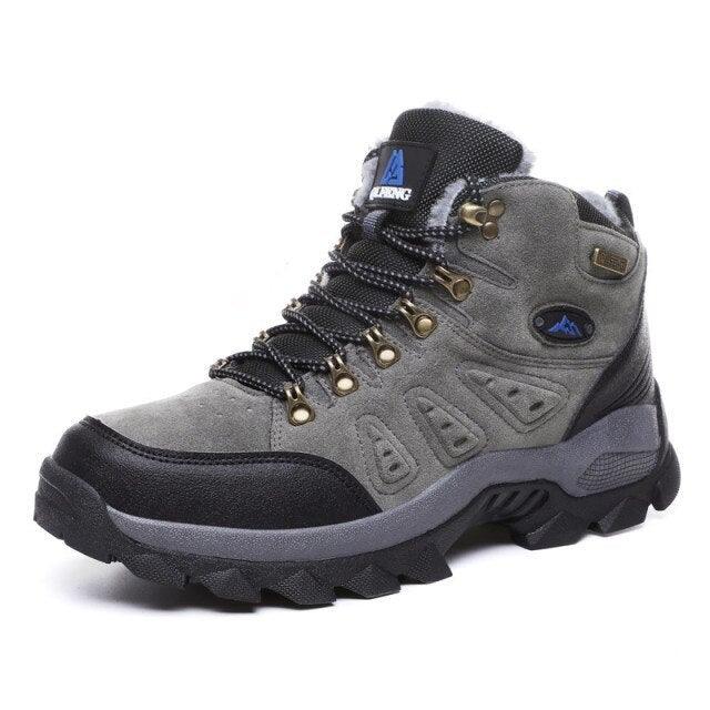 Men's Winter Plush Warm Hiking Boots Non-Slip Waterproof Ankle Shoes