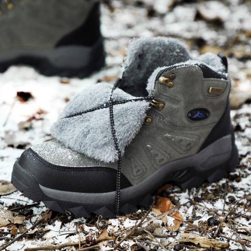 Men's Winter Plush Warm Hiking Boots Non-Slip Waterproof Ankle Shoes