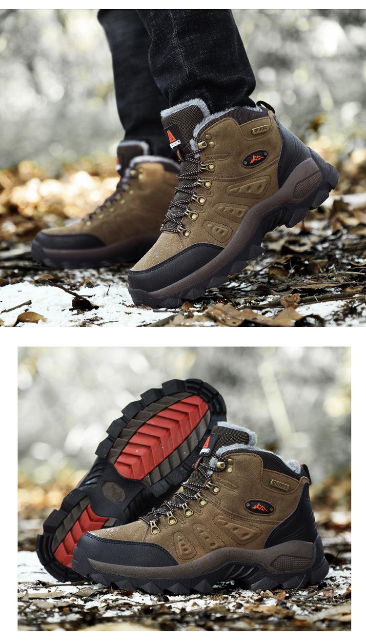 Men's Winter Plush Warm Hiking Boots Non-Slip Waterproof Ankle Shoes