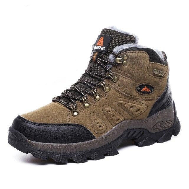 Men's Winter Plush Warm Hiking Boots Non-Slip Waterproof Ankle Shoes