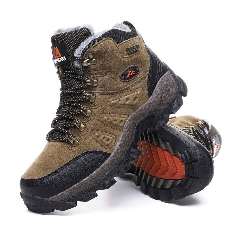 Men's Winter Plush Warm Hiking Boots Non-Slip Waterproof Ankle Shoes