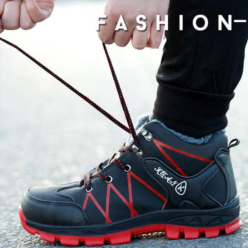 Men's Waterproof Winter Safety Hiking Boots with Plush Lining