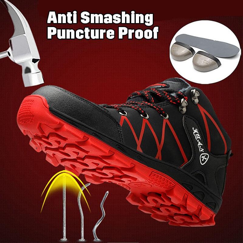 Men's Waterproof Winter Safety Hiking Boots with Plush Lining