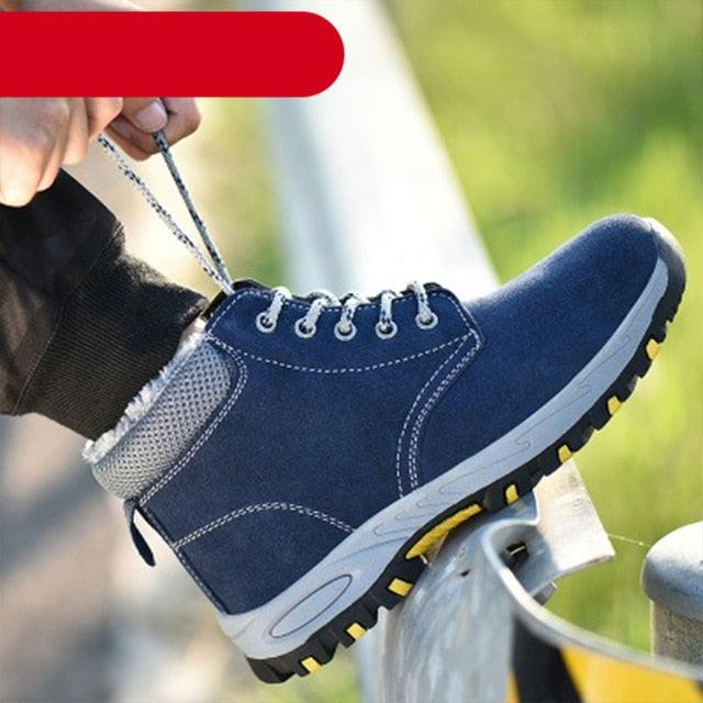 Men's Waterproof Winter Safety Hiking Boots with Plush Lining