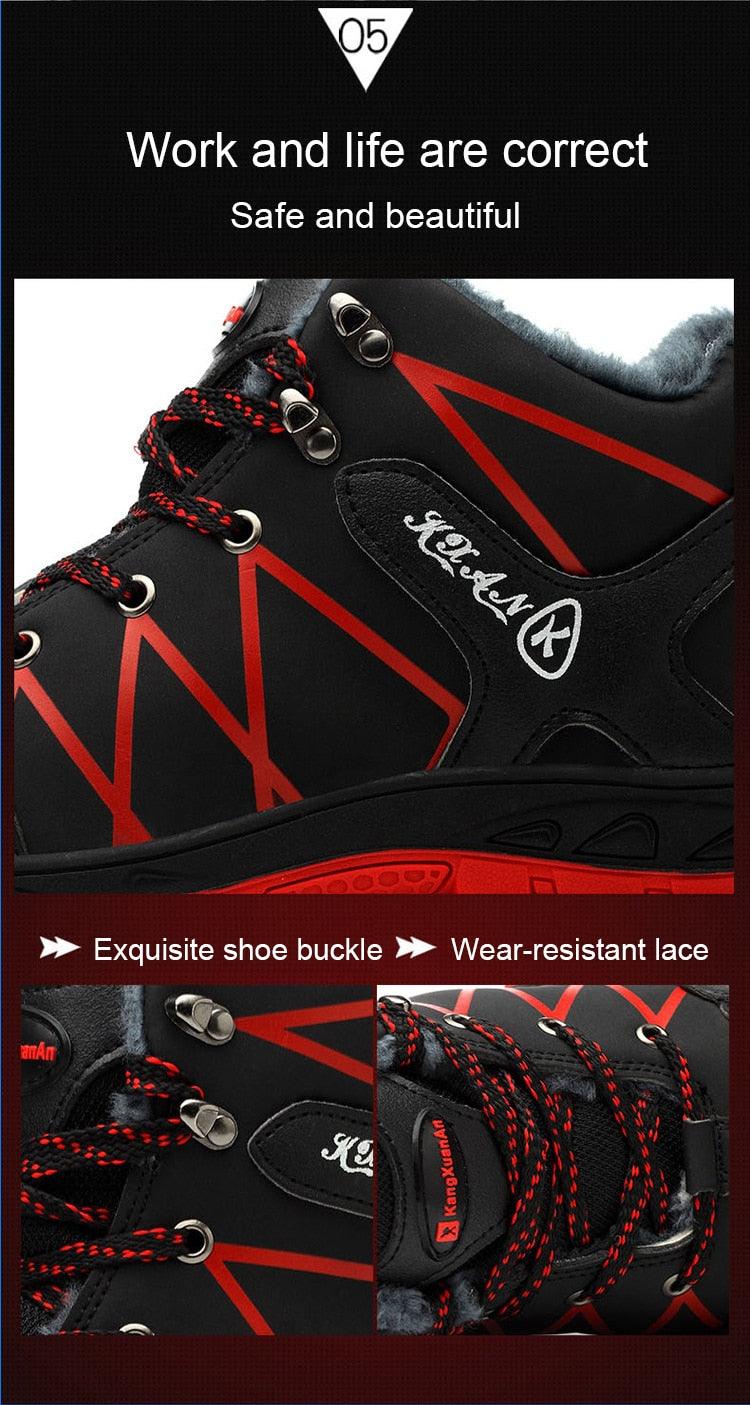 Men's Waterproof Winter Safety Hiking Boots with Plush Lining