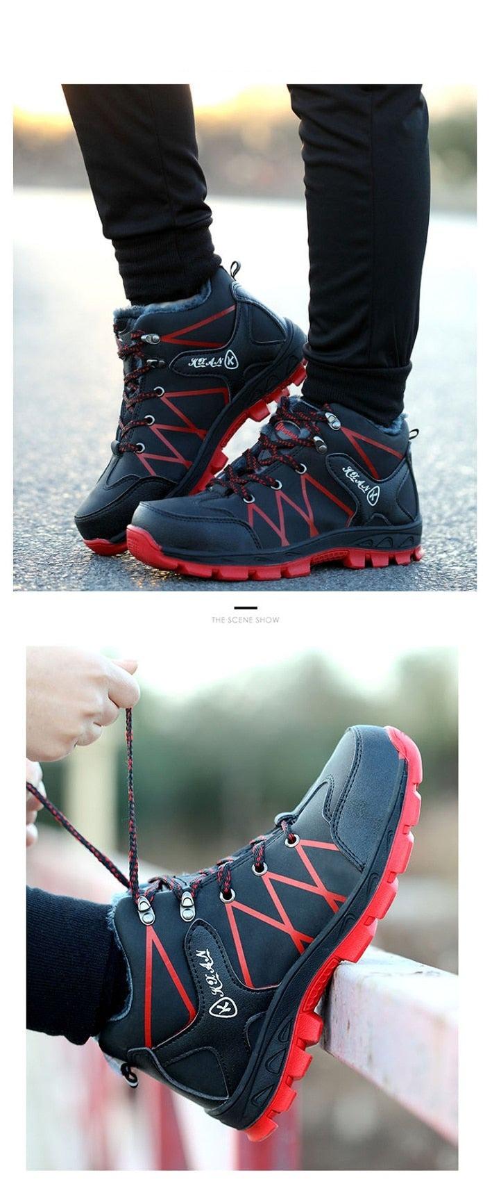 Men's Waterproof Winter Safety Hiking Boots with Plush Lining
