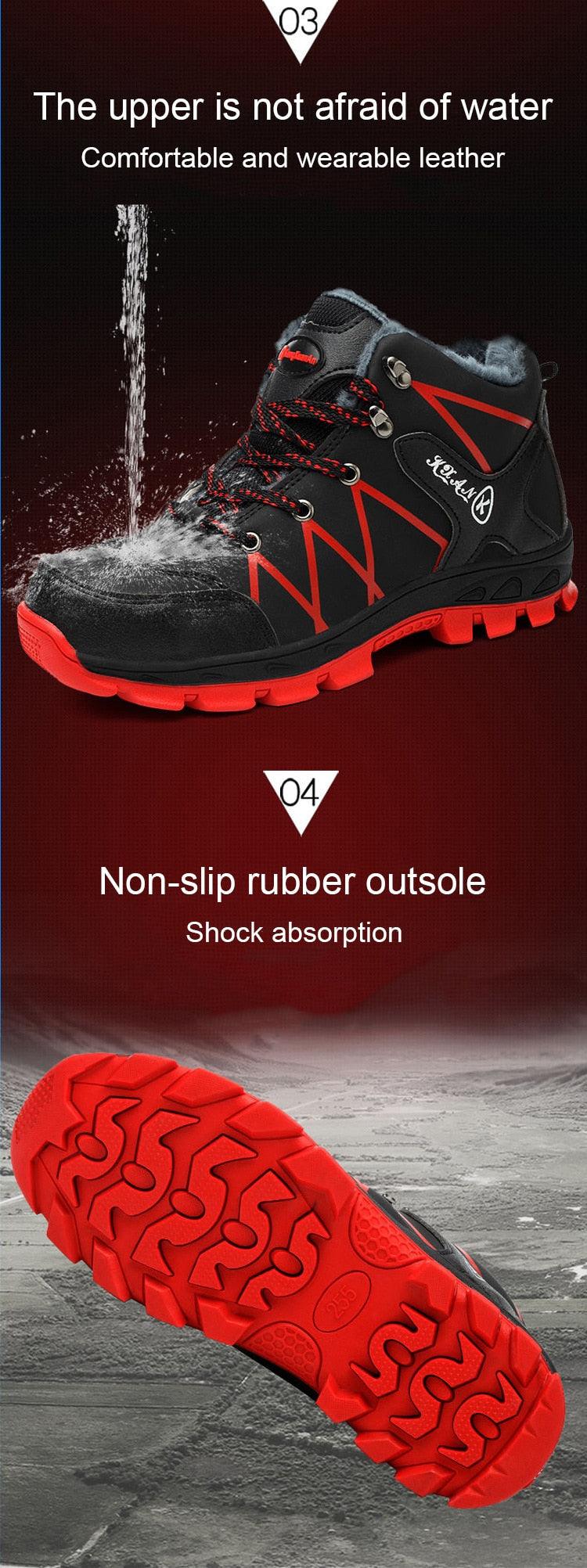 Men's Waterproof Winter Safety Hiking Boots with Plush Lining