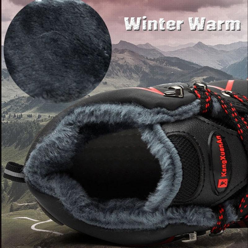 Men's Waterproof Winter Safety Hiking Boots with Plush Lining