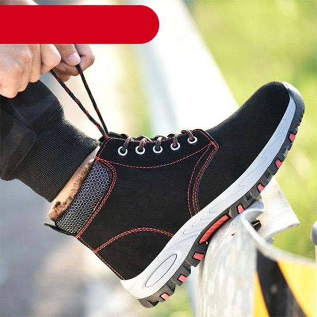 Men's Waterproof Winter Safety Hiking Boots with Plush Lining