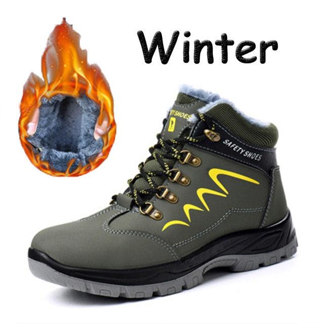 Men's Waterproof Winter Safety Hiking Boots with Plush Lining