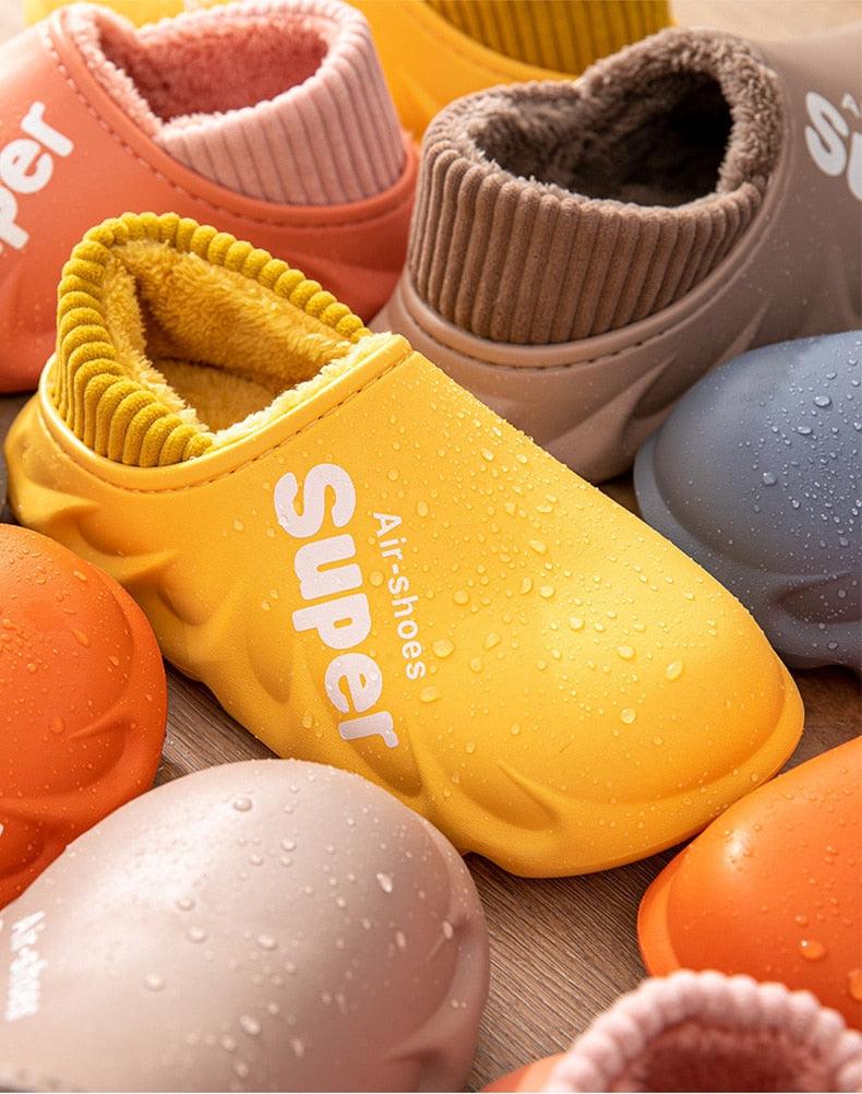 Waterproof Memory Foam Indoor Outdoor Slippers with Fleece Lining