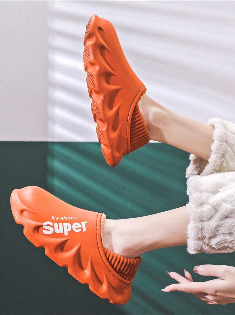 Waterproof Memory Foam Indoor Outdoor Slippers with Fleece Lining