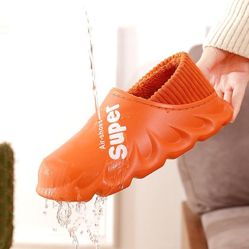 Waterproof Memory Foam Indoor Outdoor Slippers with Fleece Lining