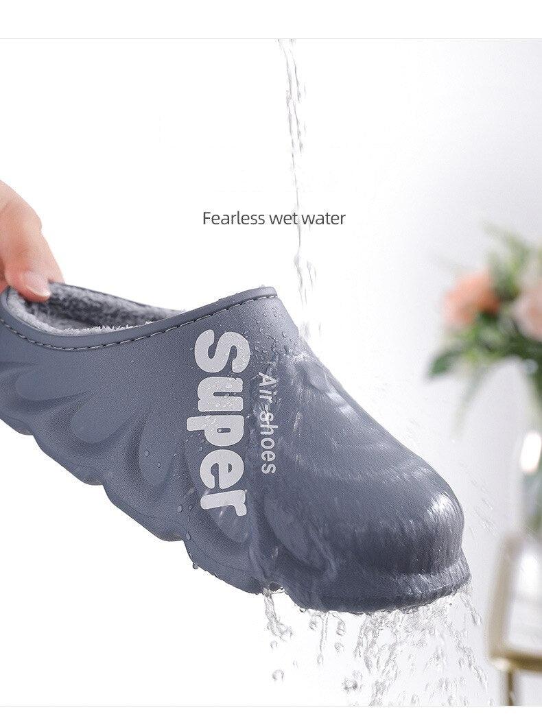 Waterproof Memory Foam Indoor Outdoor Slippers with Fleece Lining