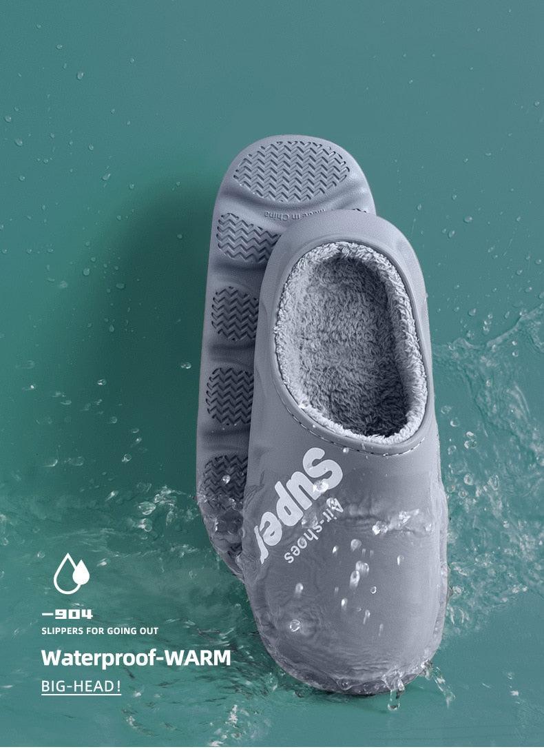 Waterproof Memory Foam Indoor Outdoor Slippers with Fleece Lining