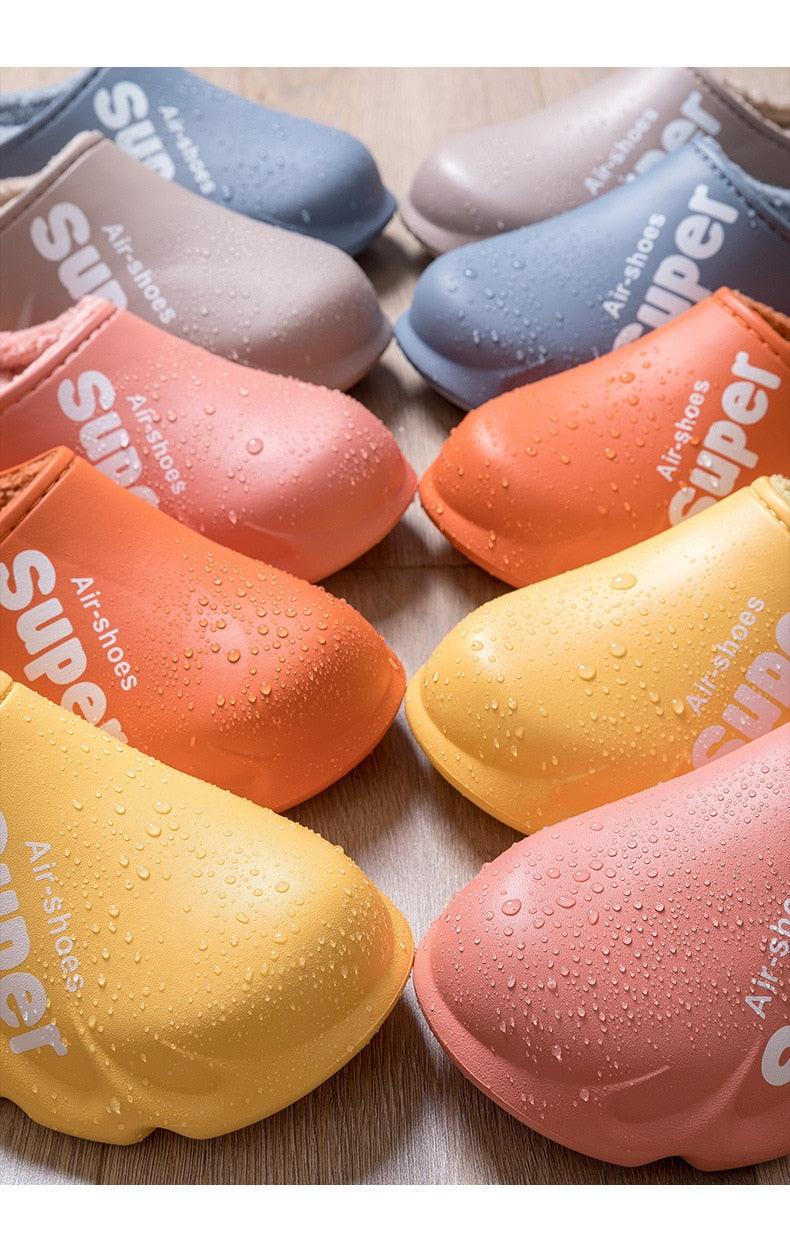 Waterproof Memory Foam Indoor Outdoor Slippers with Fleece Lining