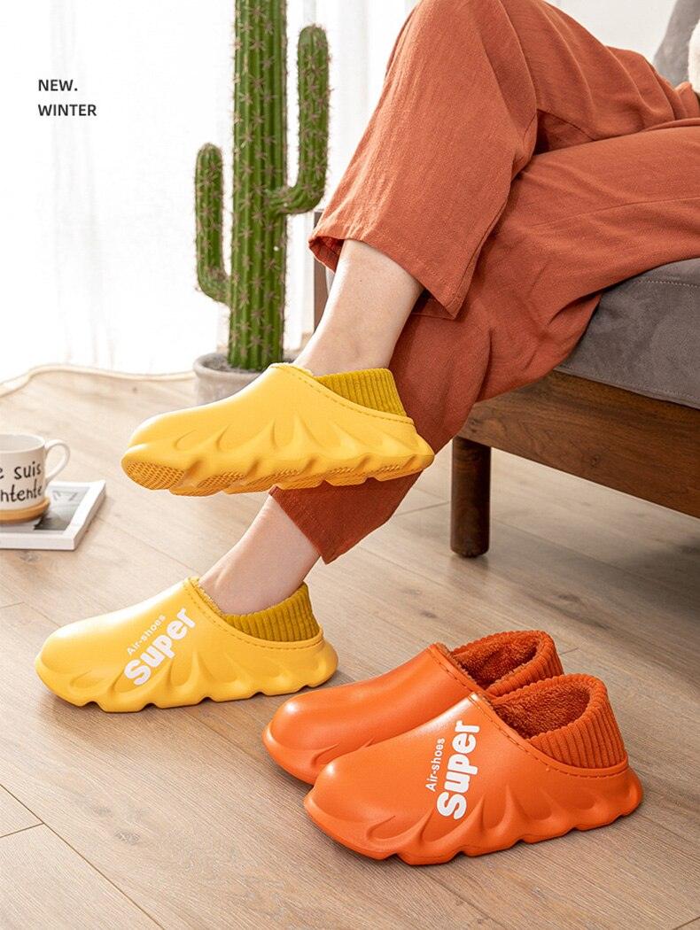 Waterproof Memory Foam Indoor Outdoor Slippers with Fleece Lining