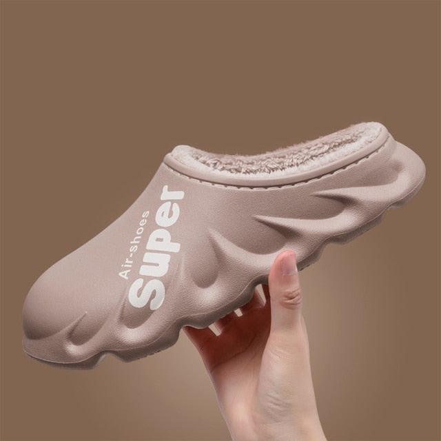 Waterproof Memory Foam Indoor Outdoor Slippers with Fleece Lining