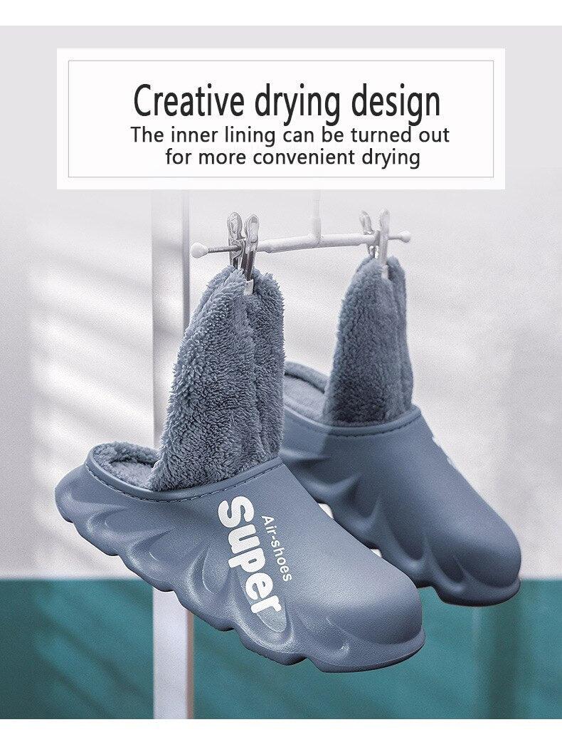 Waterproof Memory Foam Indoor Outdoor Slippers with Fleece Lining