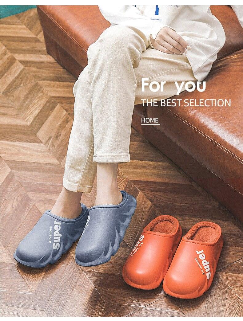 Waterproof Memory Foam Indoor Outdoor Slippers with Fleece Lining