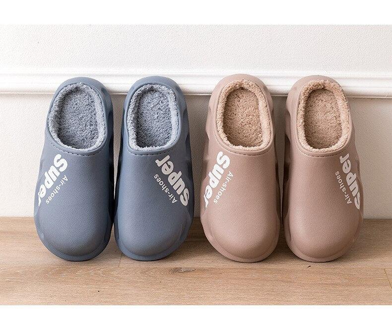 Waterproof Memory Foam Indoor Outdoor Slippers with Fleece Lining