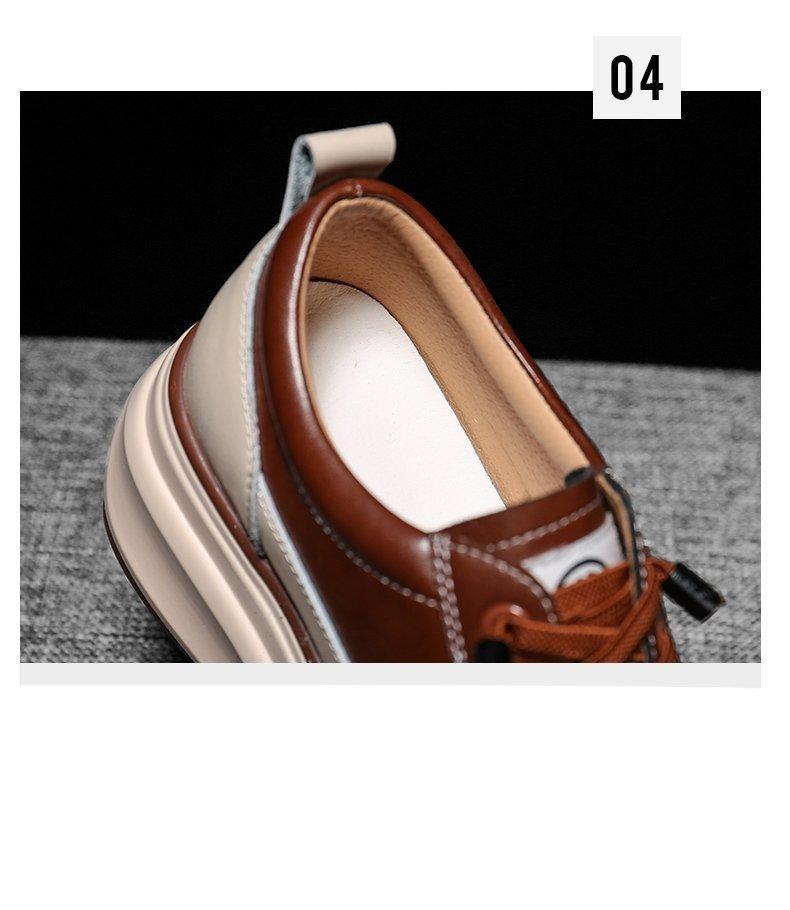 Women's High Platform Leather Sneakers 7CM Thick Sole Walking Shoes