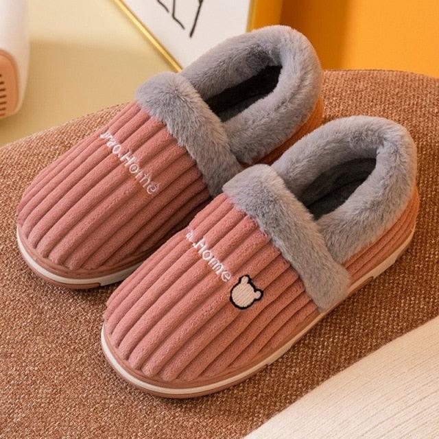 Plush Lucky Cat Winter Slippers, Non-Slip Indoor Warm House Shoes