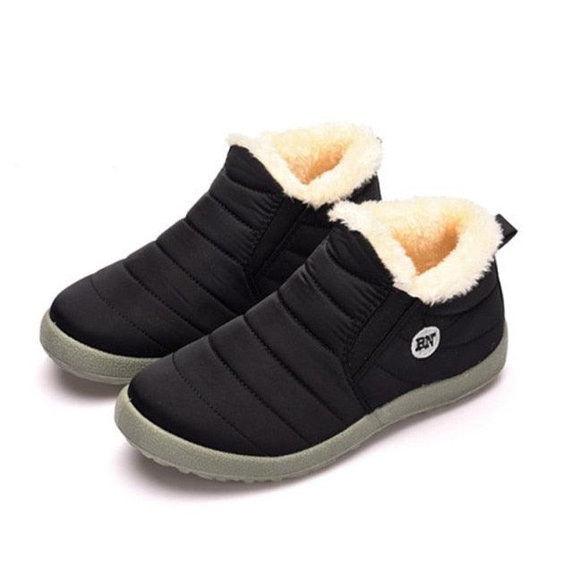 Men's Waterproof Winter Walking Sneakers Slip-On Outdoor Warm Shoes