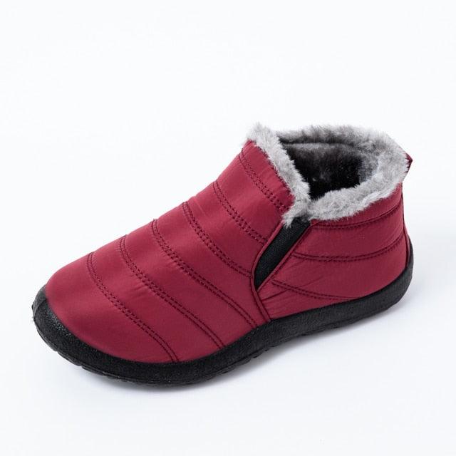 Women’s Waterproof Winter Snow Boots, Fur Lined Slip-On Ankle Booties
