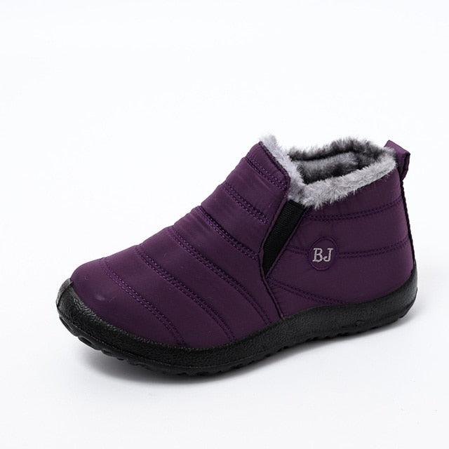 Women’s Waterproof Winter Snow Boots, Fur Lined Slip-On Ankle Booties