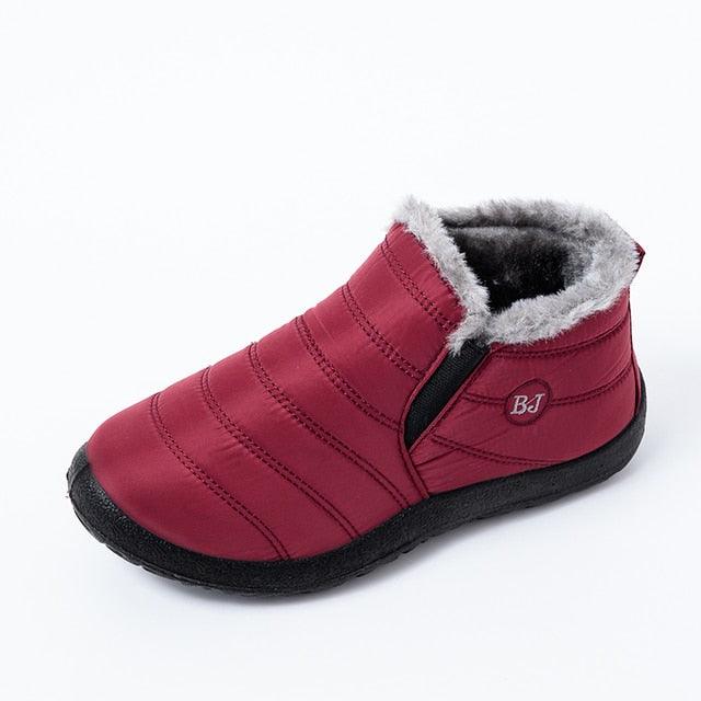 Women’s Waterproof Winter Snow Boots, Fur Lined Slip-On Ankle Booties