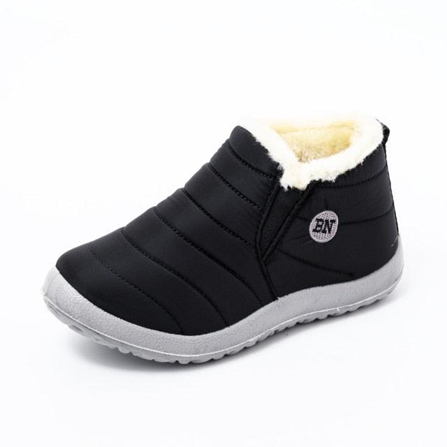 Women’s Waterproof Winter Snow Boots, Fur Lined Slip-On Ankle Booties