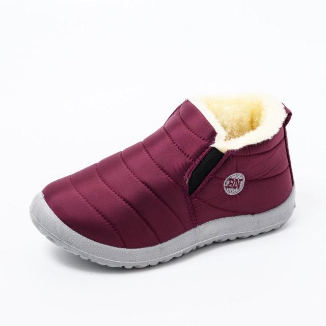 Women’s Waterproof Winter Snow Boots, Fur Lined Slip-On Ankle Booties
