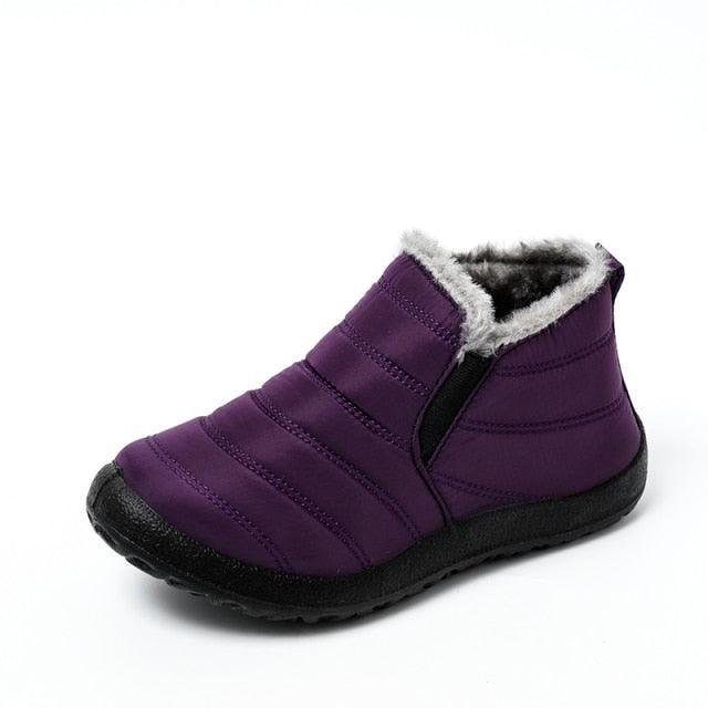 Women’s Waterproof Winter Snow Boots, Fur Lined Slip-On Ankle Booties