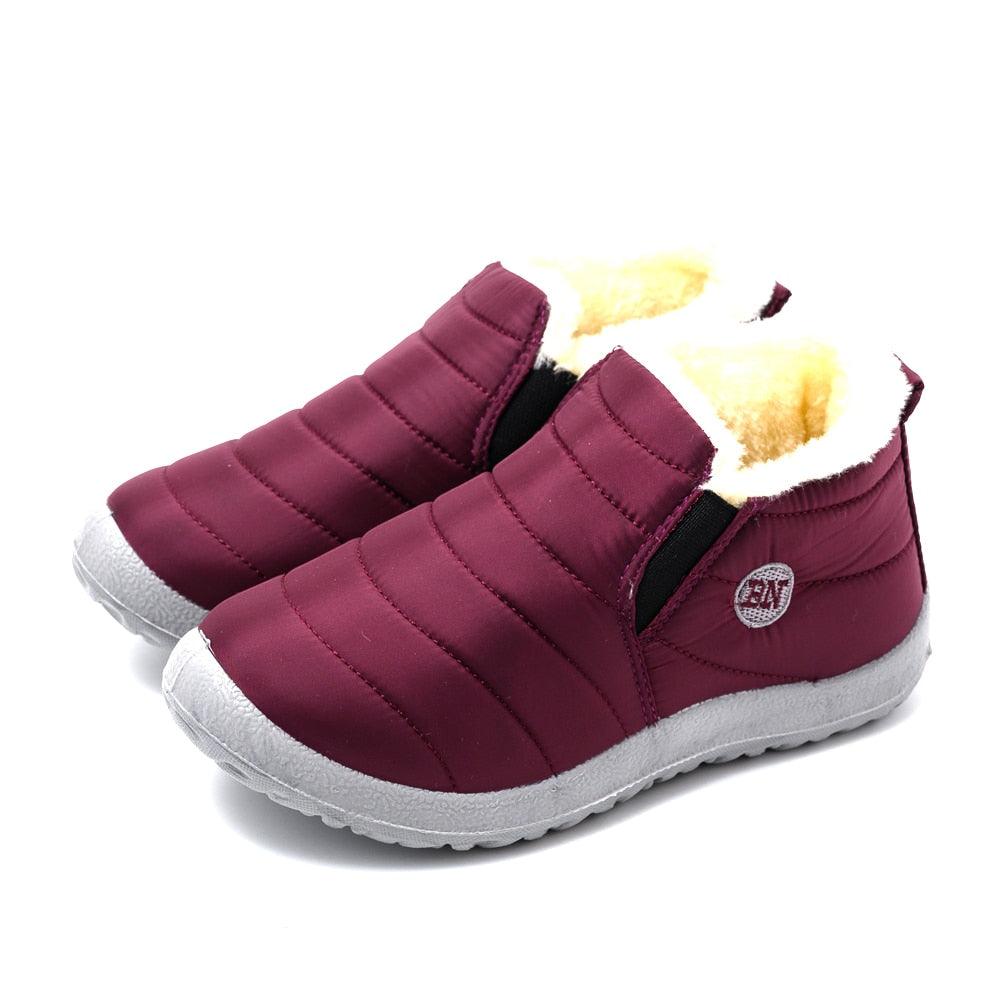 Women’s Waterproof Winter Snow Boots, Fur Lined Slip-On Ankle Booties