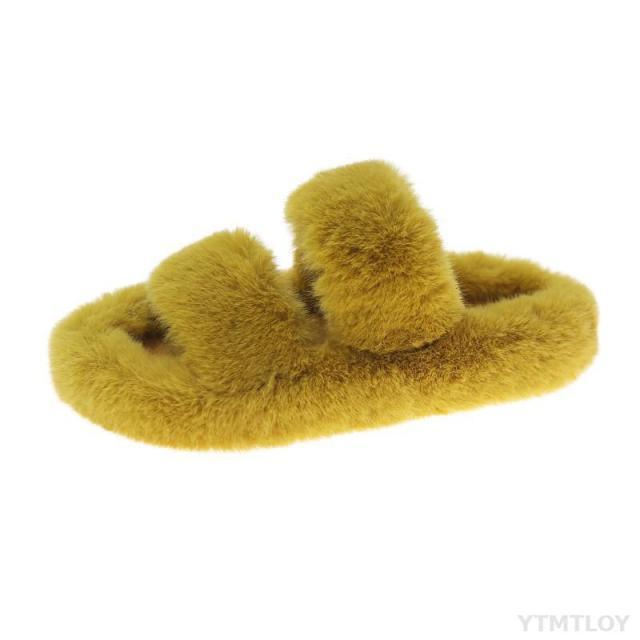 Women’s Faux Fur Cross Band Open Toe Cozy House Slippers