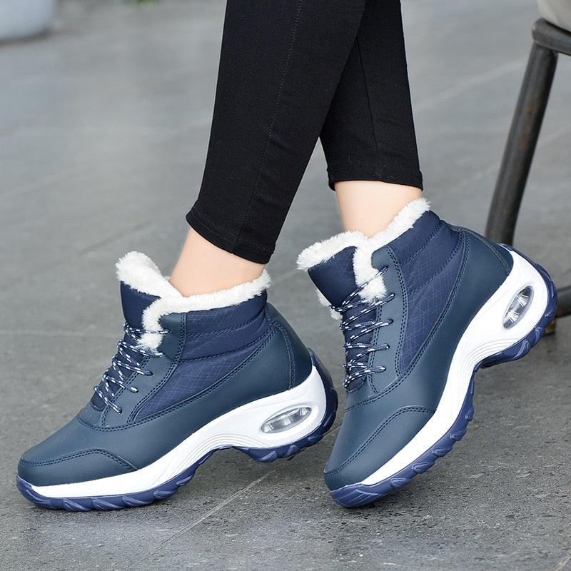 Women’s Fur Lined Winter Sneakers - Warm Anti-Slip Casual Shoes