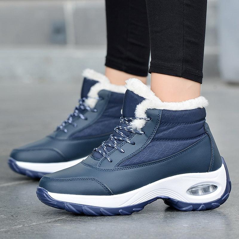 Women’s Fur Lined Winter Sneakers - Warm Anti-Slip Casual Shoes