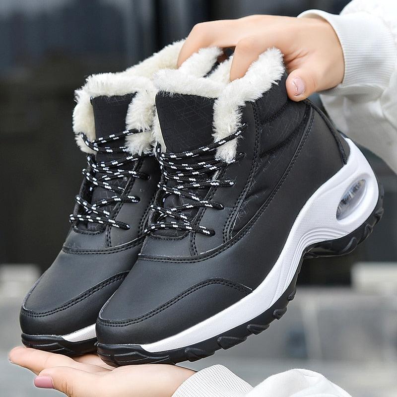 Women’s Fur Lined Winter Sneakers - Warm Anti-Slip Casual Shoes