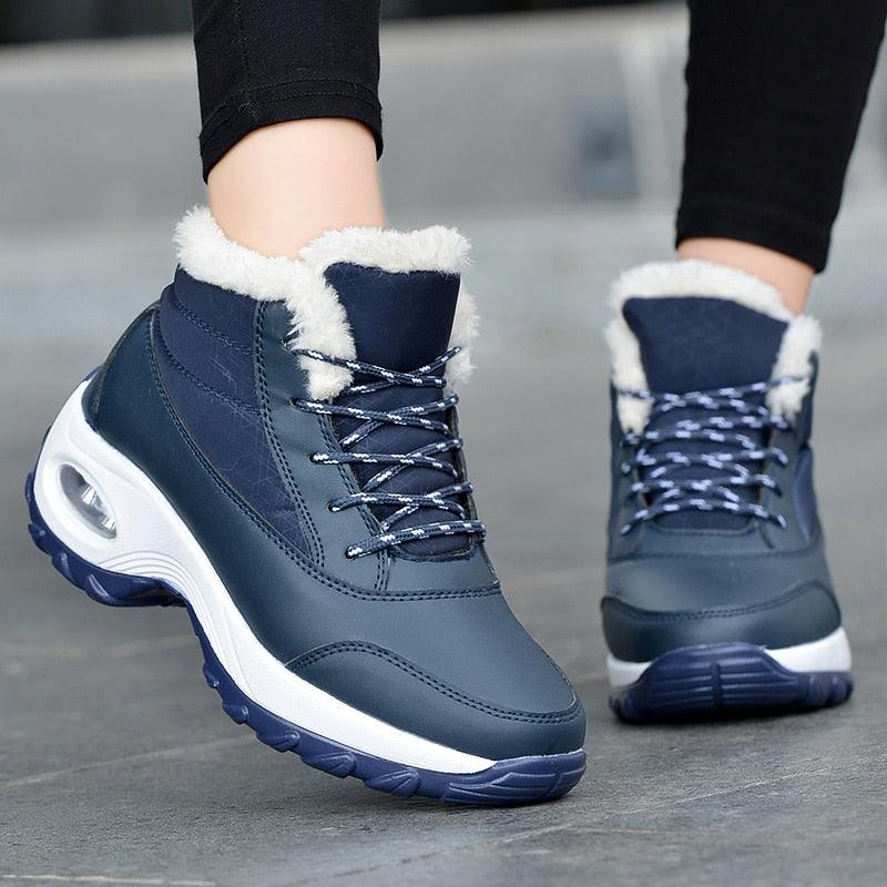Women’s Fur Lined Winter Sneakers - Warm Anti-Slip Casual Shoes