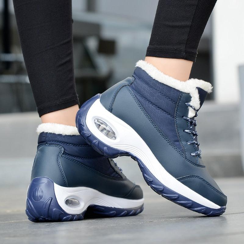Women’s Fur Lined Winter Sneakers - Warm Anti-Slip Casual Shoes