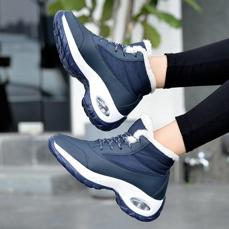 Women’s Fur Lined Winter Sneakers - Warm Anti-Slip Casual Shoes